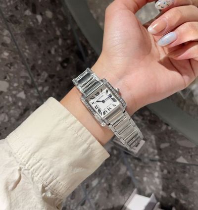 Cartier France Tank 25*20/30*25MM Women Stainless Steel Bracelet Wrist Watch